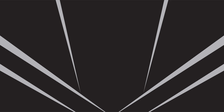 Abstract black background with dynamic grey perspective lines and geometric road pattern vector illustration.