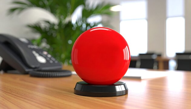 Red sphere on office desk during work hour
