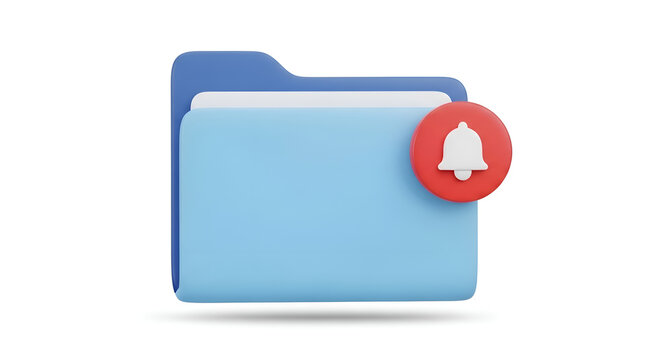 Blue folder icon with red notification bell.