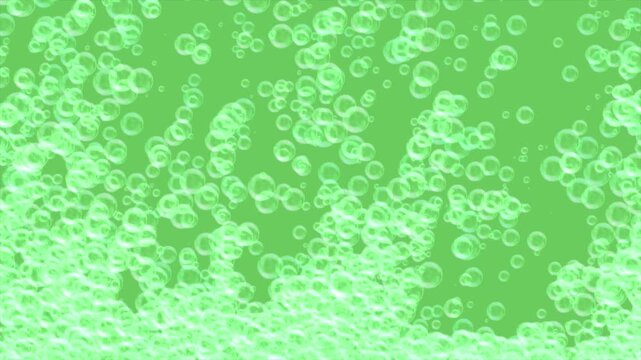 Realistic soap bubbles rising and moving up animation loop on a green screen chroma key background