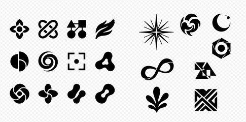 Fototapeta premium Collection of abstract geometric and organic vector icons and logos for design elements.