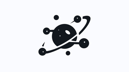 Stylized planet icon with rings and moons. © nuril