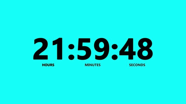 One day countdown timer animation in one minute, twenty four hours timer animation in sixty seconds with transparent background, Countdown in 4k.