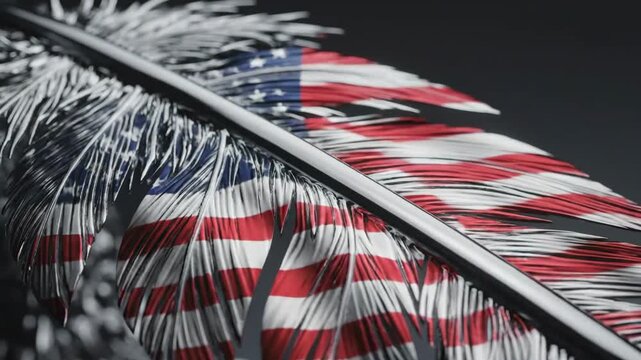 American patriotic feather with stripes and stars symbol for 4th july Independence Day celebrations and national pride memorial tribute concept