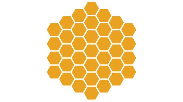 A vibrant yellow vector illustration of a geometric honeycomb pattern featuring repeating hexagonal tile shapes