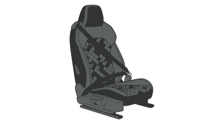 Obraz premium Modern luxury car seat with quilted leather upholstery and a secure black safety belt installed