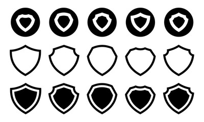 15 iconos de escudos de seguridad para protección digital que representan privacidad, defensa y confianza, estilo línea y sólido © Frank