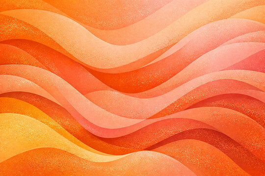 Warm Orange Abstract Layered Paper Wave Background with Glitter Effect