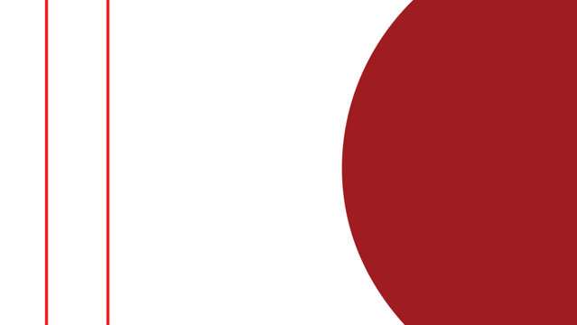 Abstract geometric background with red semicircle and vertical lines on white minimalist design for modern decorative artwork
