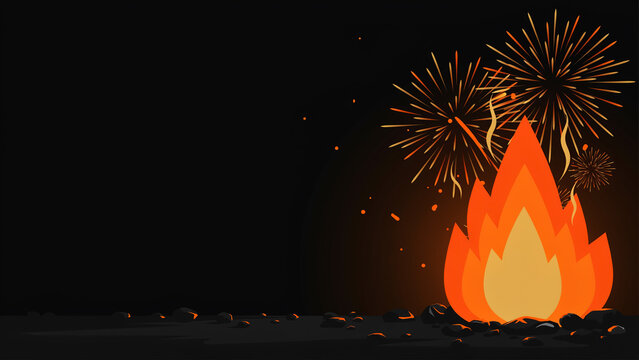 Premium Bonfire Night abstract vector poster in warm orange, black, and gold