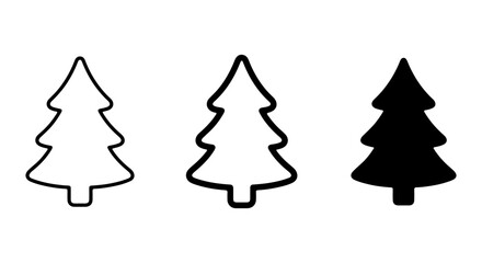 Obraz premium Simple Christmas Tree Icons, Outline and Solid Fill Vector Graphics, Winter Holiday Symbols