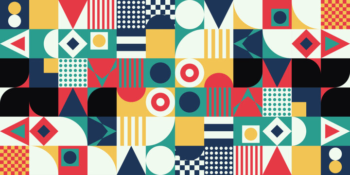 Mid Century Modern Mosaic Pattern. Abstract Geometric Backdrop