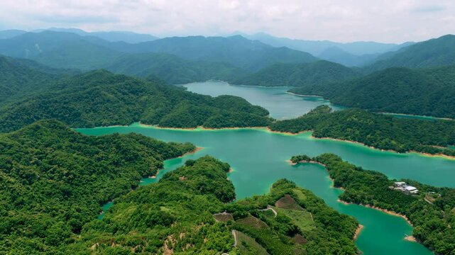 Aerial view of  Feitsui Reservoir in Taiwa