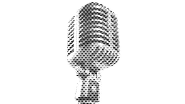 audio halftone studio microphone mic radio retro music voice broadcast illustration clipart isolated dotted stipple background drawing classic