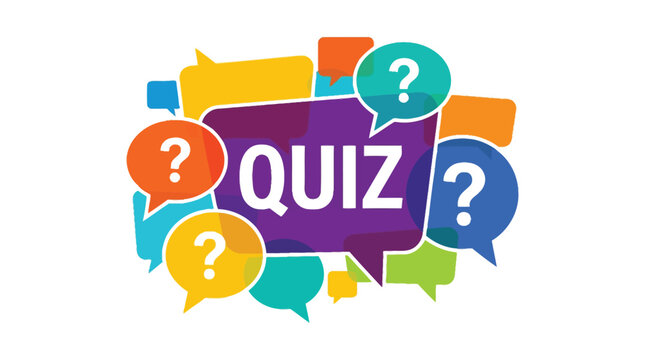 Bright colorful vector illustration featuring multiple speech bubbles with question marks for a fun quiz game