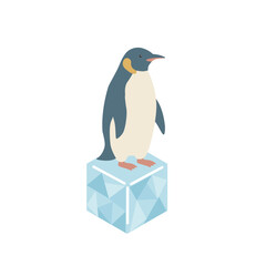 Fototapeta premium 氷の上に乗るペンギンのイラスト シンプル かわいい 