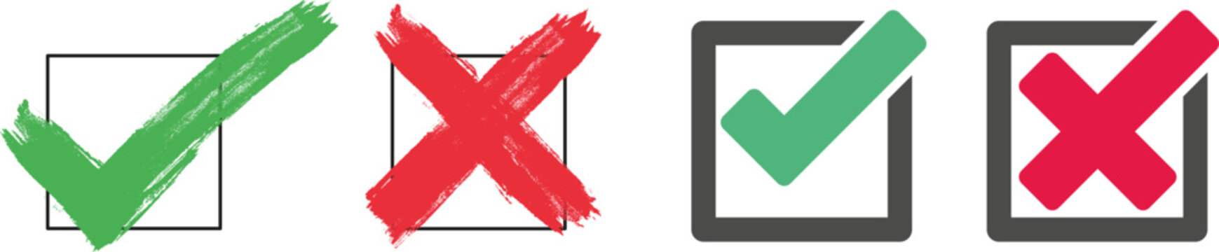 Checkmark and cross icons in green and red
