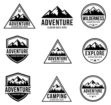 mountain adventure badges vectors