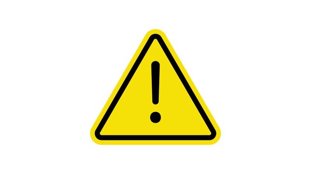 Yellow triangular warning danger sign with a black exclamation mark symbol on white background.