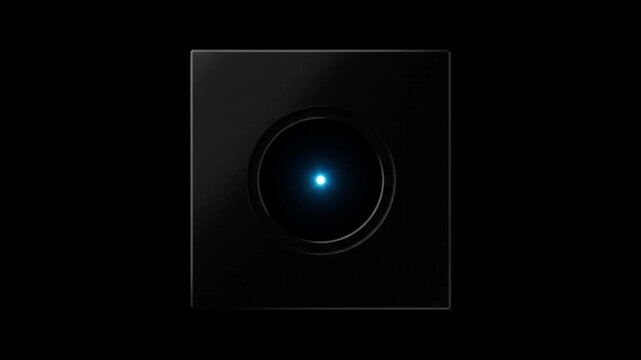 漆黒の背景でマゼンタの幾何学波面が中心のシアンの点へ収縮する2D抽象CG映像