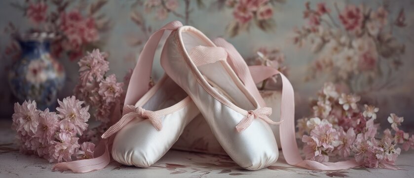 Ballet shoes with flowers