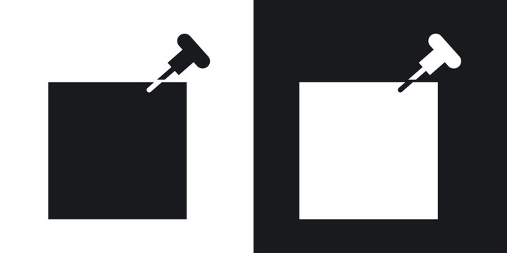 Sticky notes icons in solid black and white collection