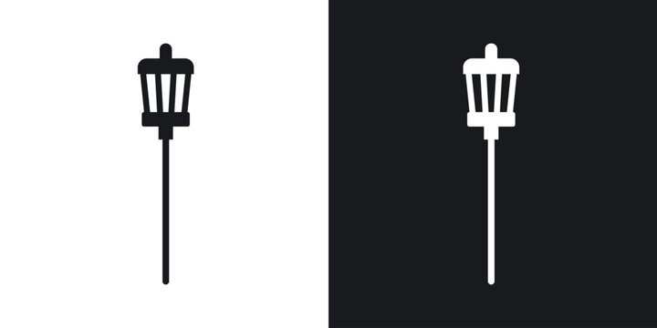 Street light icons in solid black and white collection