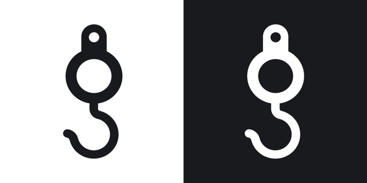 Winch hook icons in solid black and white collection