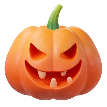 Cute 3D Halloween pumpkin Jack-o-lantern, isolated on background. Perfect for Halloween, party posters, seasonal promotions, greeting cards, stickers, social media, autumn holiday. 3d render
