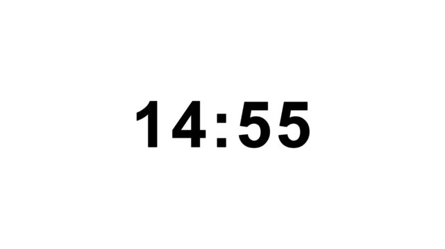 Modern countdown timer from 15 minute to 14 minute on white background suitable for presentations, productivity, educational content, and more