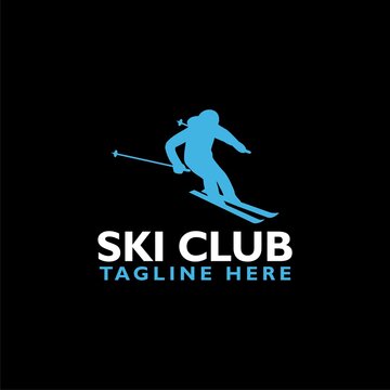 Ski club logo icon isolated on black background
