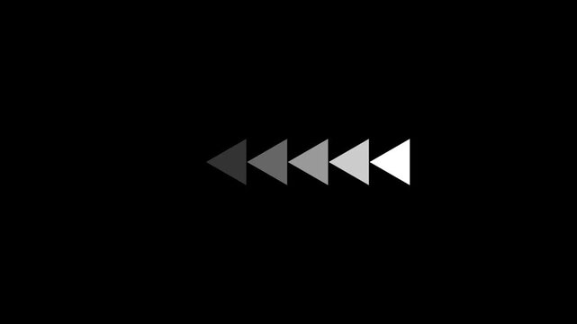  left arrow pointer icon, arrow video on a black background direction symbol indicating back or previous page. simple  pointer showing opposite direction 4k video