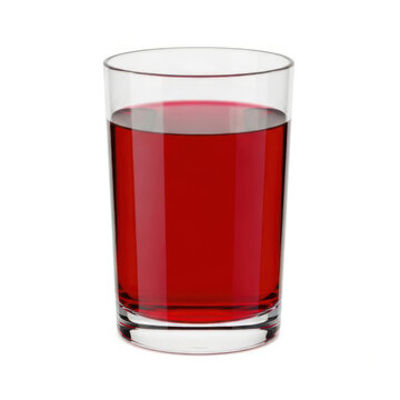 Clear glass tumbler filled with refreshing bright red liquid drink