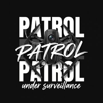 Quadcopter camera drone, techwear streetwear design, black white grey, surveillance concept