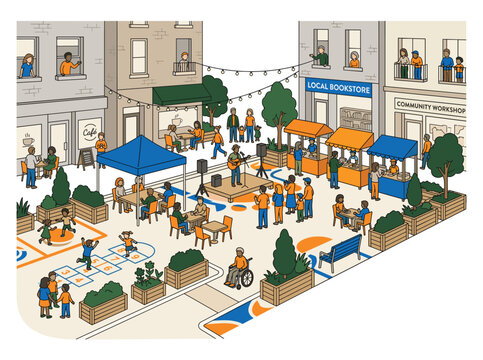 Community Farmers Market - Vibrant Public Space Activation Gathering
