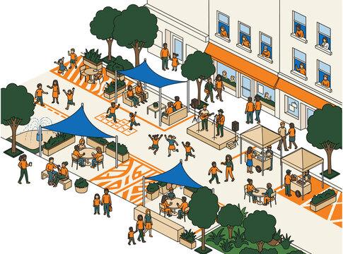 Temporary Street Activation - Community Reclaimed Space Public Plaza