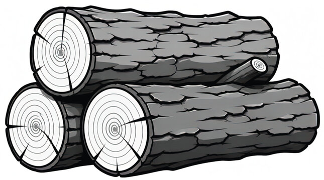 Close-up of a stylized, monochromatic tree trunk cross-section with visible growth rings and cracks.