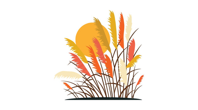 Pampas grass illustration with golden hues and a simple background