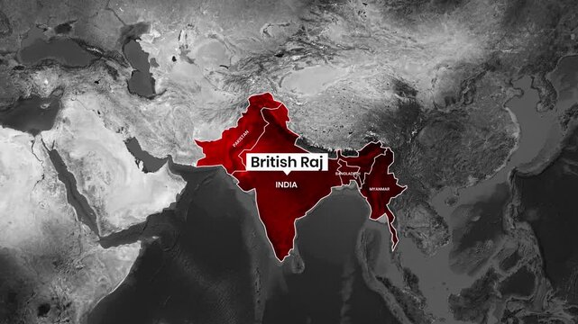 Animated map highlights the vast territory of the British Raj in motion