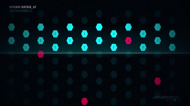 Hexagon Data Interface Scanning HUD Futuristic Sci-Fi Digital Neon Glow Background for Cybersecurity Information Technology and Data Visualization Analytics