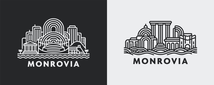 Monrovia Liberia Urban Skyline Line Art Graphic