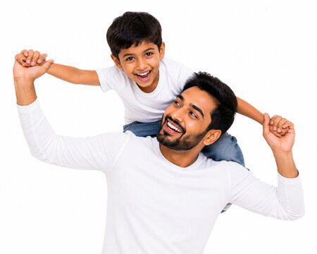 happy father and son