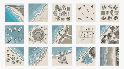 Corporate Set of Coastal and Maritime Elements for Business Presentations and Branding Materials © Loli