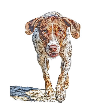German Shorthaired Pointer Dog Running with Speed Focus and Determination.
