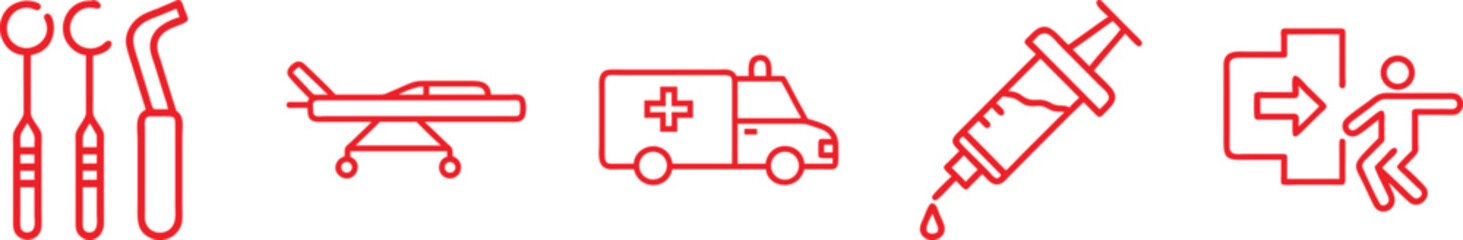 Medical icons set with ambulance and syringe © MDBAKUL