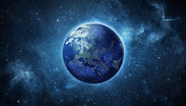 Panoramic view of the Earth, stars and galaxy. Planet Earth, view from space.  Elements of this image furnished by NASA.