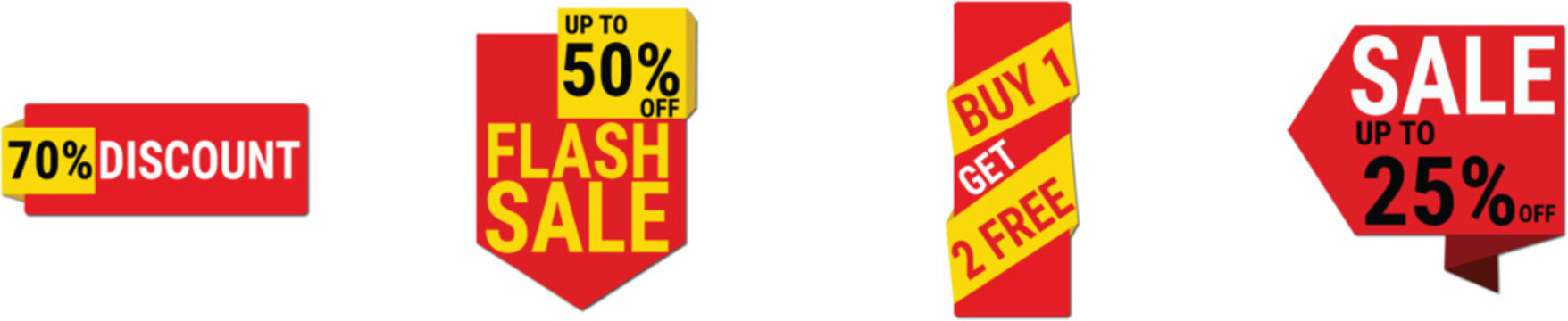 Red sale discount flash deal signs bundle