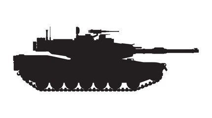 Fototapeta premium Military Tank Silhouette Against A White Background Black Shape
