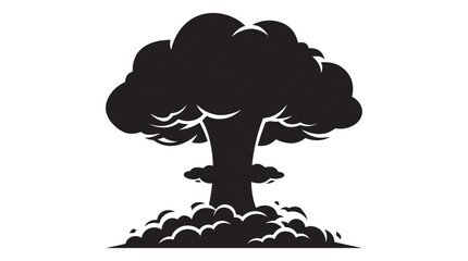 Nuclear explosion silhouette against a white background © Md