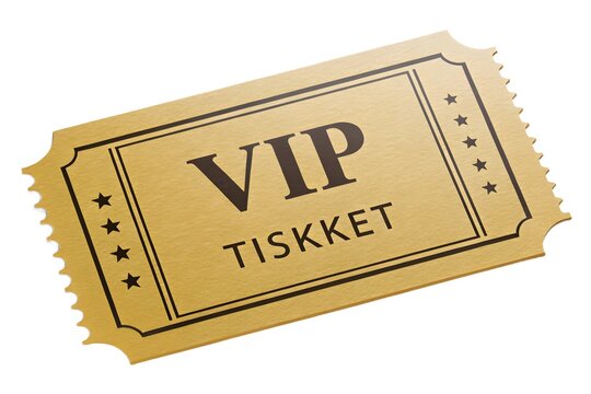 Gold vip ticket with star details on a white background